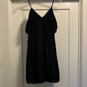 Madewell Black Cold Shoulder Mini Silk Dress with Side Sleeves - Size 2